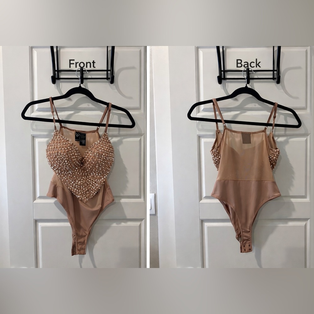 NWOT Windsor Tan Beaded Bodysuit